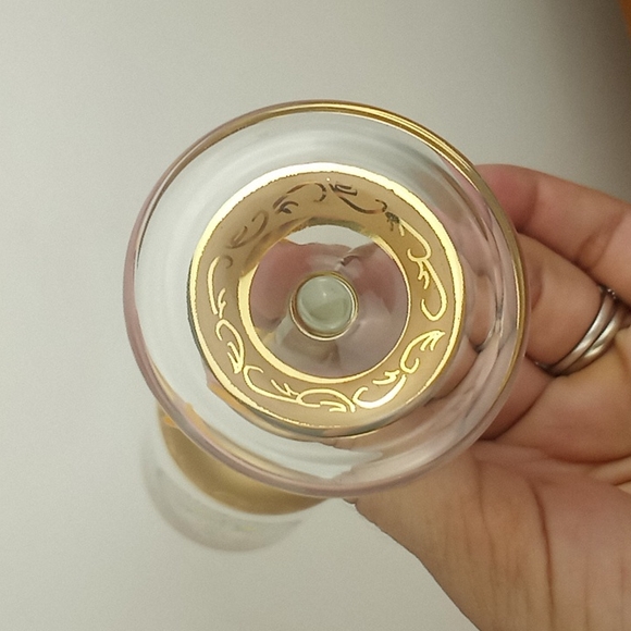 Vintage bohemian hand painted enamel floral champagne flutes set of 6 - Picture 5 of 6